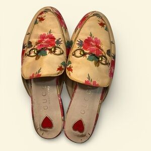 Gucci Women's Floral Mules - Cream and Red